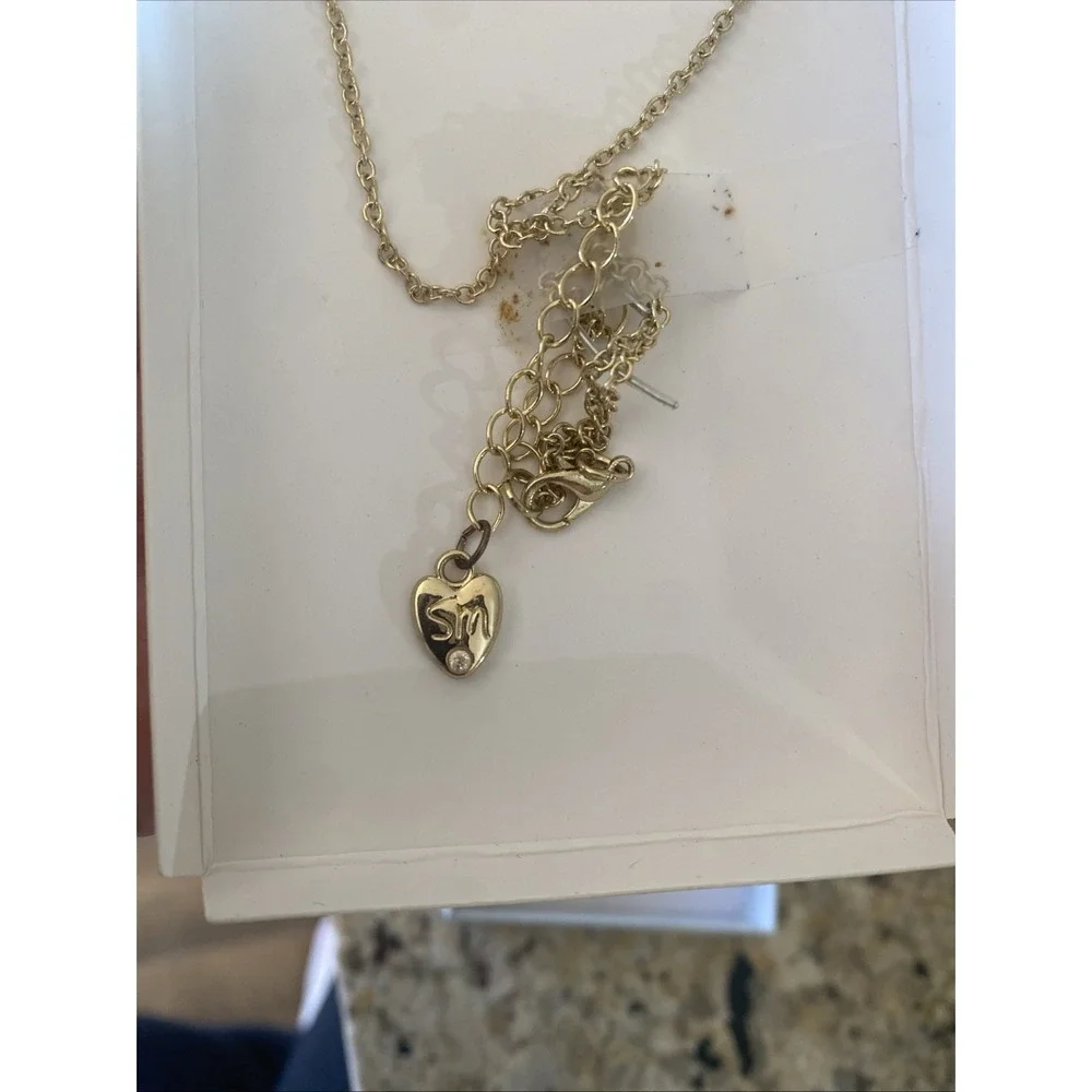 Sandra Magsamen Messages From The Heart Necklace Womens OS Gold Pearl Je T'aime - Picture 5 of 6
